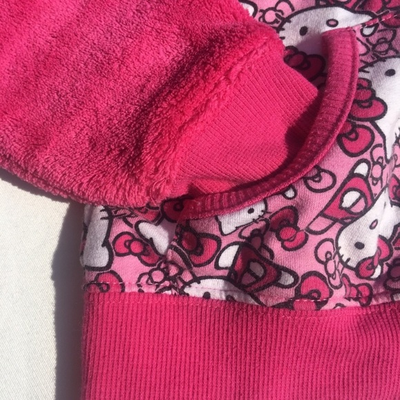 Hello Kitty Girls Fuzzy Pink Zip Hoodie Sweatshirt - Picture 8 of 12